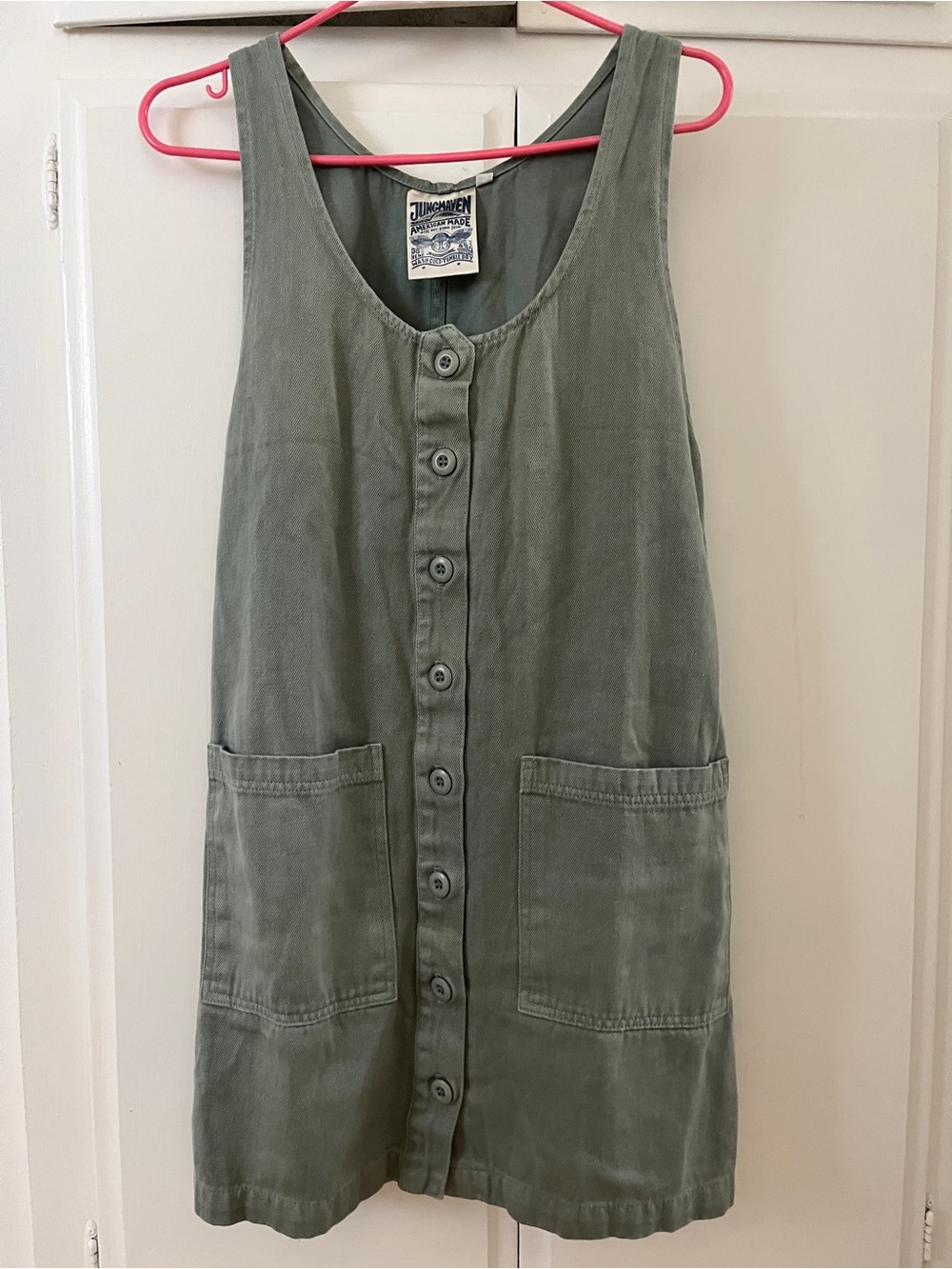 Jungmaven Organic Cotton SeaformGreen Button-Front Mini Dress
